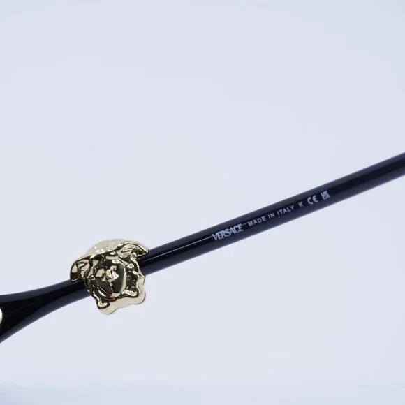 Versace VE4504D GB1/87 Sunglasses Shiny Black Rectangle Frame, Grey Lenses - Picture 7 of 10